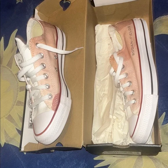 Converse Coral and White Low-Top Sneakers - Picture 2 of 3